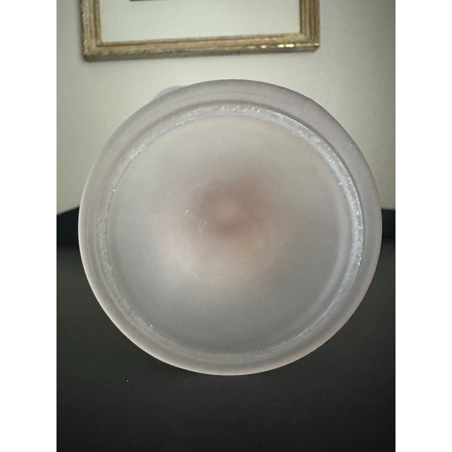 Vintage Late 20th Century Frosted Pink Glass Dessert Pedestal Bowl For Sale - Image 10 of 10