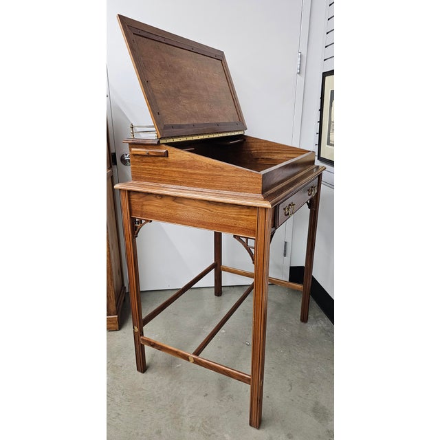 Wood George III Style Mahogany and Tooled Leather Inset Architect Desk or Lectern For Sale - Image 7 of 11