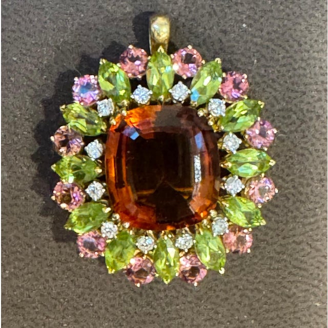 Estate Buccellati GIA Certified Orange Citrine, Diamond Pin/Pendant 18KG 21.8gm For Sale - Image 13 of 18