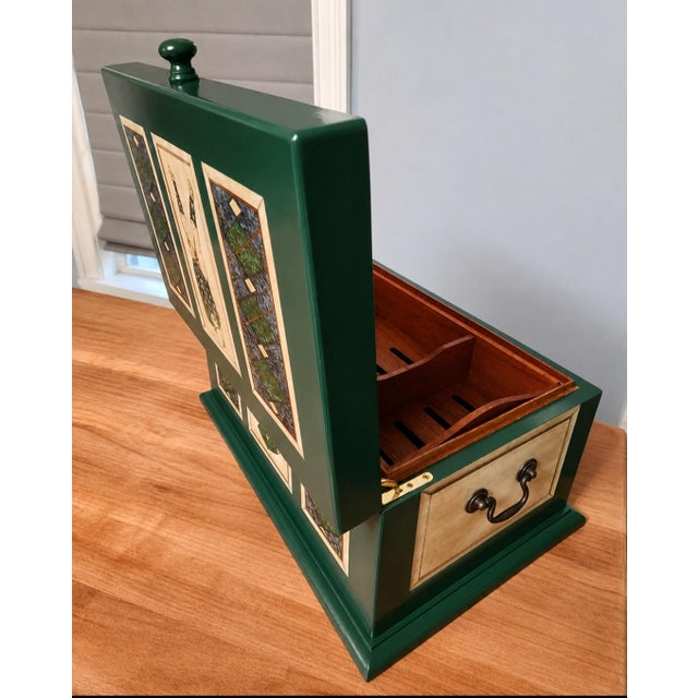 Traditional Vintage Golf Motif Cedar Desktop Tabletop Humidor Storage For Sale - Image 3 of 9