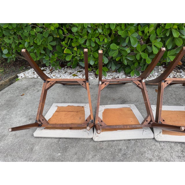 Vintage Mid-Century Walnut Dining Chairs for Restoration, Set of 4 For Sale - Image 10 of 15