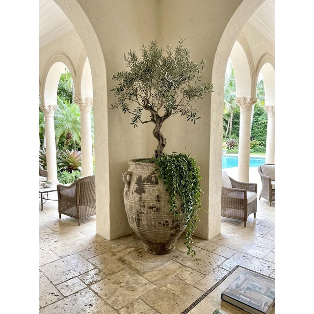 Camel Vintage Hand-Thrown Mediterranean Terracotta Garden Urn For Sale - Image 8 of 12