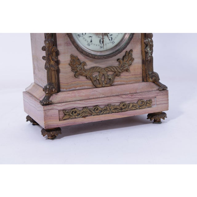 Metal Japy Freres French Bronze & Marble Mantle Clock For Sale - Image 7 of 14