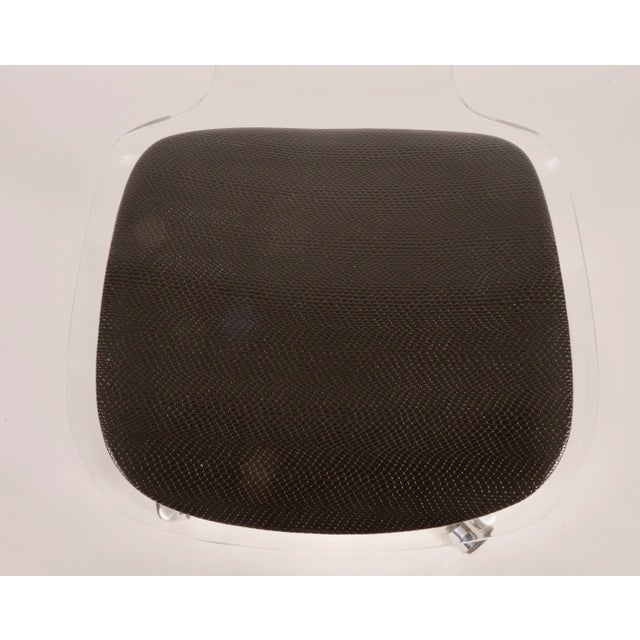 Black 1970s Lucite and Aluminum Based Swivel Office Chair by Hill Manufacturing For Sale - Image 8 of 12