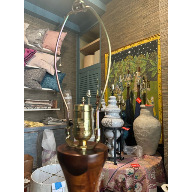Brown 1980s Wooden Lamp For Sale - Image 8 of 10