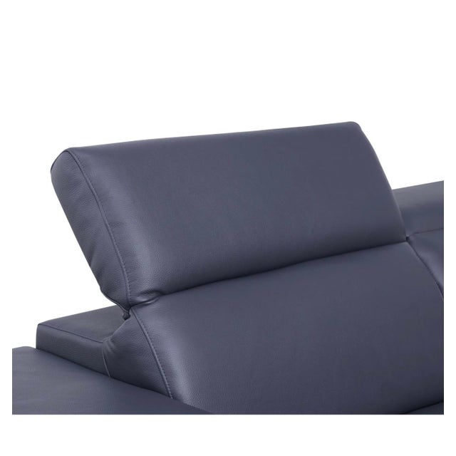 Favo Navy Blue Leather Match Sectional Sofa For Sale - Image 4 of 5