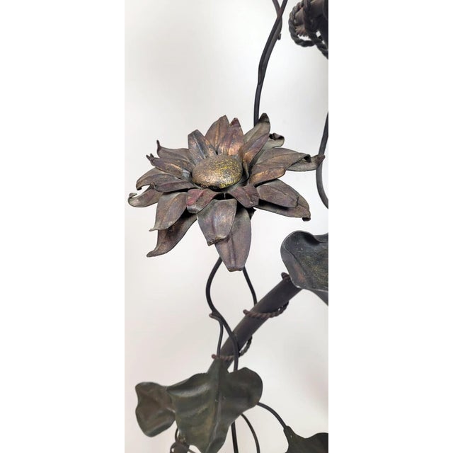 Wrought Iron Floor Lamp with Leaves, Flowers, and Parrot, 1960s For Sale - Image 6 of 8
