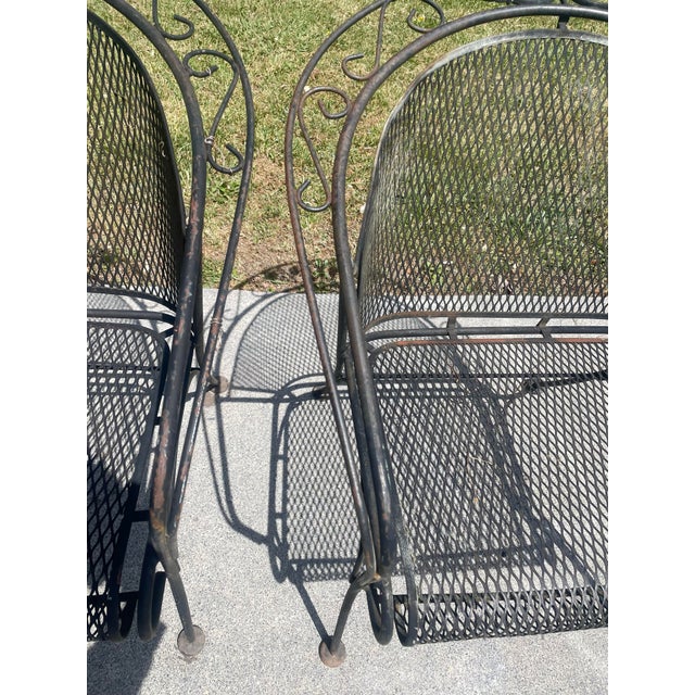 Black Mid 20th Century Russell Woodard Grapevine Barrel Back Wrought Iron Grape Pair of Chairs For Sale - Image 8 of 12