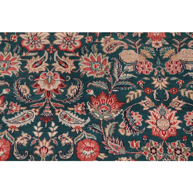Kashan Pak-Persian Green/Red Wool Rug - 10'1'' X 14'2'' For Sale - Image 4 of 8