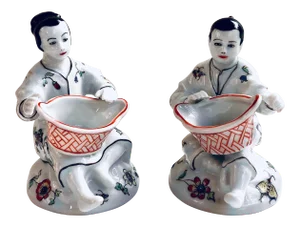 French Chinoiserie Salt Cellars, Pair