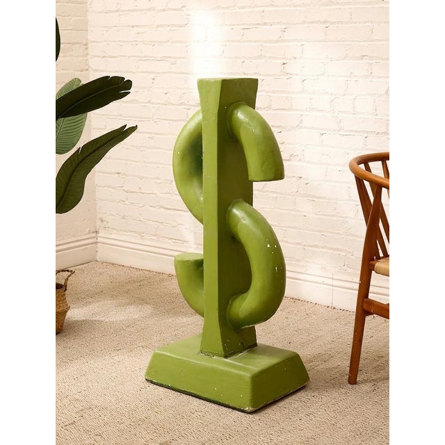 Late 20th Century Late 20th Century Oversized Lime Green Concrete Dollar Sign Sculpture For Sale - Image 5 of 8