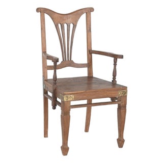 Vintage Anglo-Indian Teakwood Armchair For Sale