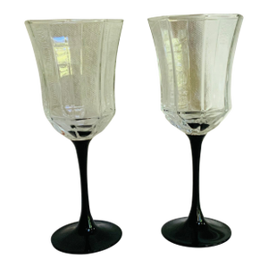 Pair of Vintage Arcoroc Luminarc Tuxedo Wine Glasses | France, C. 1980