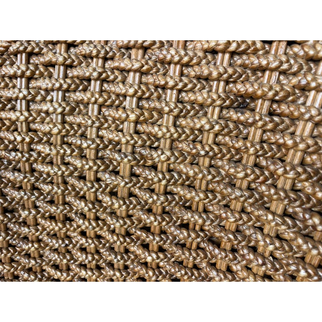 Vintage Sculptural Braided Rattan Lounge Armchairs in Tropical Upholstery, Pair For Sale - Image 12 of 12
