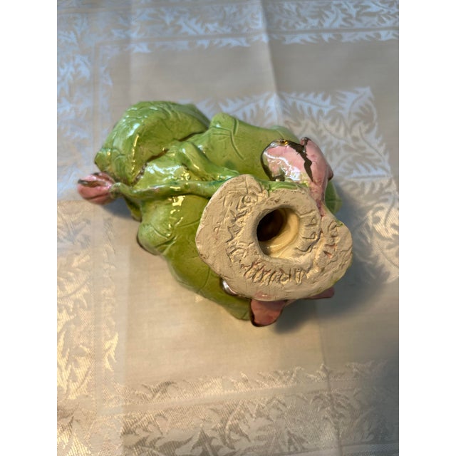 1990s Majolica Leaf & Tulip Candy Dish For Sale - Image 6 of 7