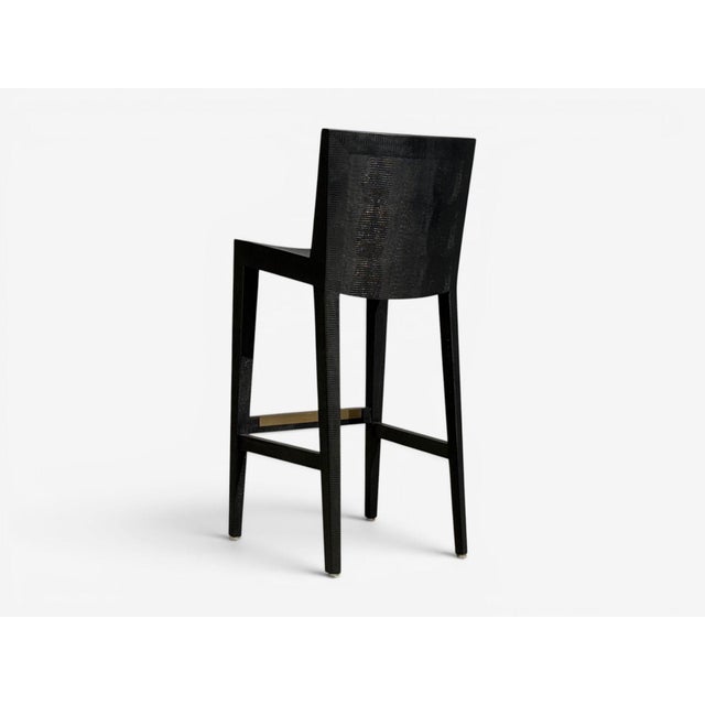 Karl Springer, JMF Barstools, Embossed Lizard Leather, Brass, Usa, 1986 For Sale - Image 12 of 12