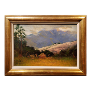 James Everett Stuart-1920s Junipero Serra Peak on a Ranch House Landscape-Oil Painting