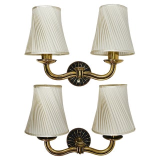 Viennese Modern Brass Sconces Wall Lights, Austria, 1940s, Set of 2 For Sale