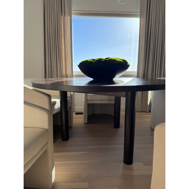 Wood Modern Solid Oak Dining Table in Luxurious Dark Wood Tone For Sale - Image 7 of 14