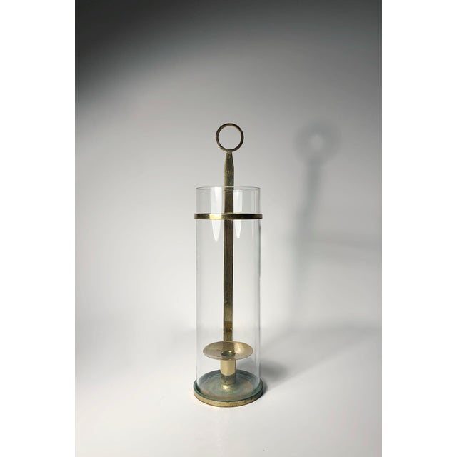 Tommi Parzinger Candle Stick Holder with Original Hurricane Glass These were handcrafted brass pieces by Dorlyn for...