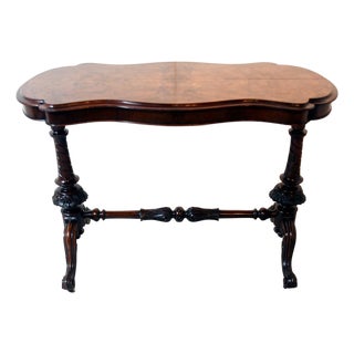 Victorian Walnut Stretcher Centre Table, 1860s For Sale