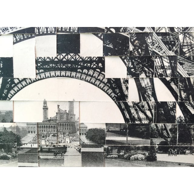 2010s Paris - Trocadero Vu Sous La Tour Eiffel, Hand Cut and Woven Vintage Photo Postcards, Framed For Sale - Image 5 of 5