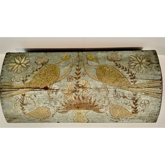 American American Folk Art Blue Painted Storage Chest Circa 1820 For Sale - Image 3 of 18