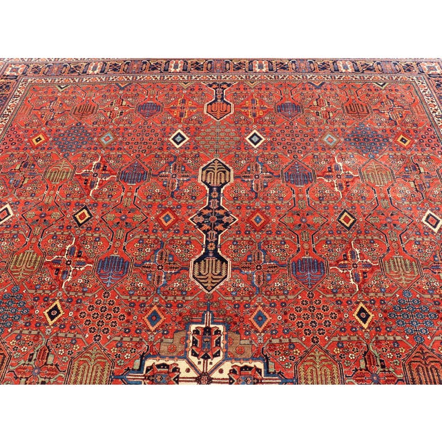 Antique Joshegan Rug With Rich Red Field, Geometric Motifs and Navy Borders 12 X 16'5 For Sale - Image 11 of 16