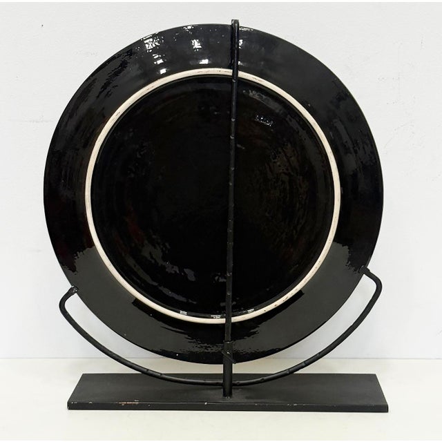 Large Abstract Moroccan Glazed Pottery Charger Plates on Stands, Per Item For Sale - Image 14 of 14