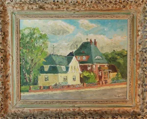 Walter Brüggmann, Post-Impressionist Houses, 2001, Oil on Board, Framed