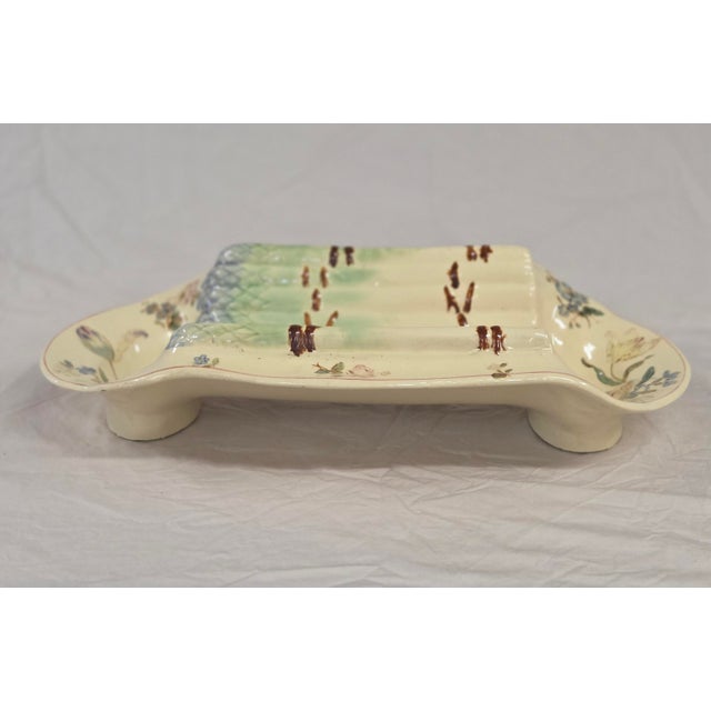 Ceramic Antique Circa 1900 French Longchamp Majolica Asparagus Serving Platter For Sale - Image 7 of 13
