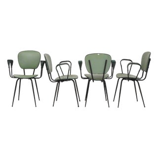 Vintage Green Chairs by Jacques Hitier, 1960, Set of 4 For Sale
