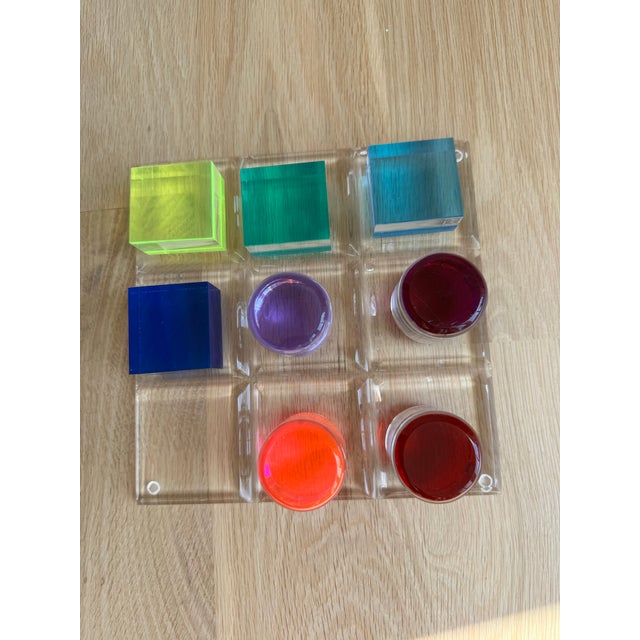 1980s Postmodern Multicolor Lucite Tic-Tac-Toe Game Set For Sale In Chicago - Image 6 of 6