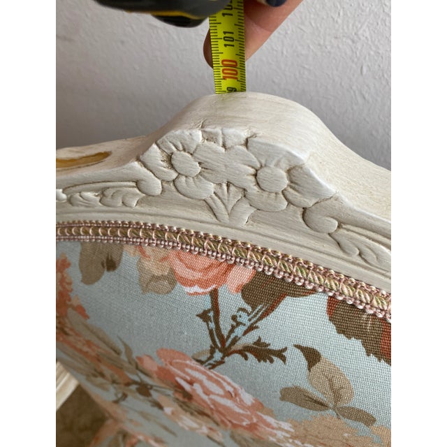 Contemporary Contemporary Ivory and Pink Floral Chair For Sale - Image 3 of 10