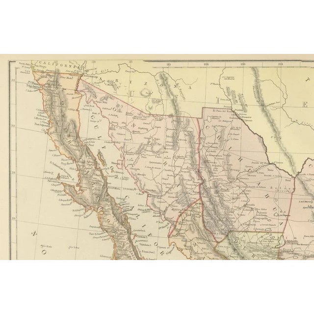 Antique Map of Mexico, 1882 For Sale - Image 3 of 6