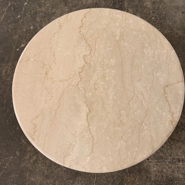 Italian Mid-Century Marble Top Coffee Table With Brass Tripod Base For Sale - Image 4 of 10