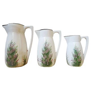 Antique Jug Set with Floral Decoration from Villeroy & Boch, Set of 3 For Sale