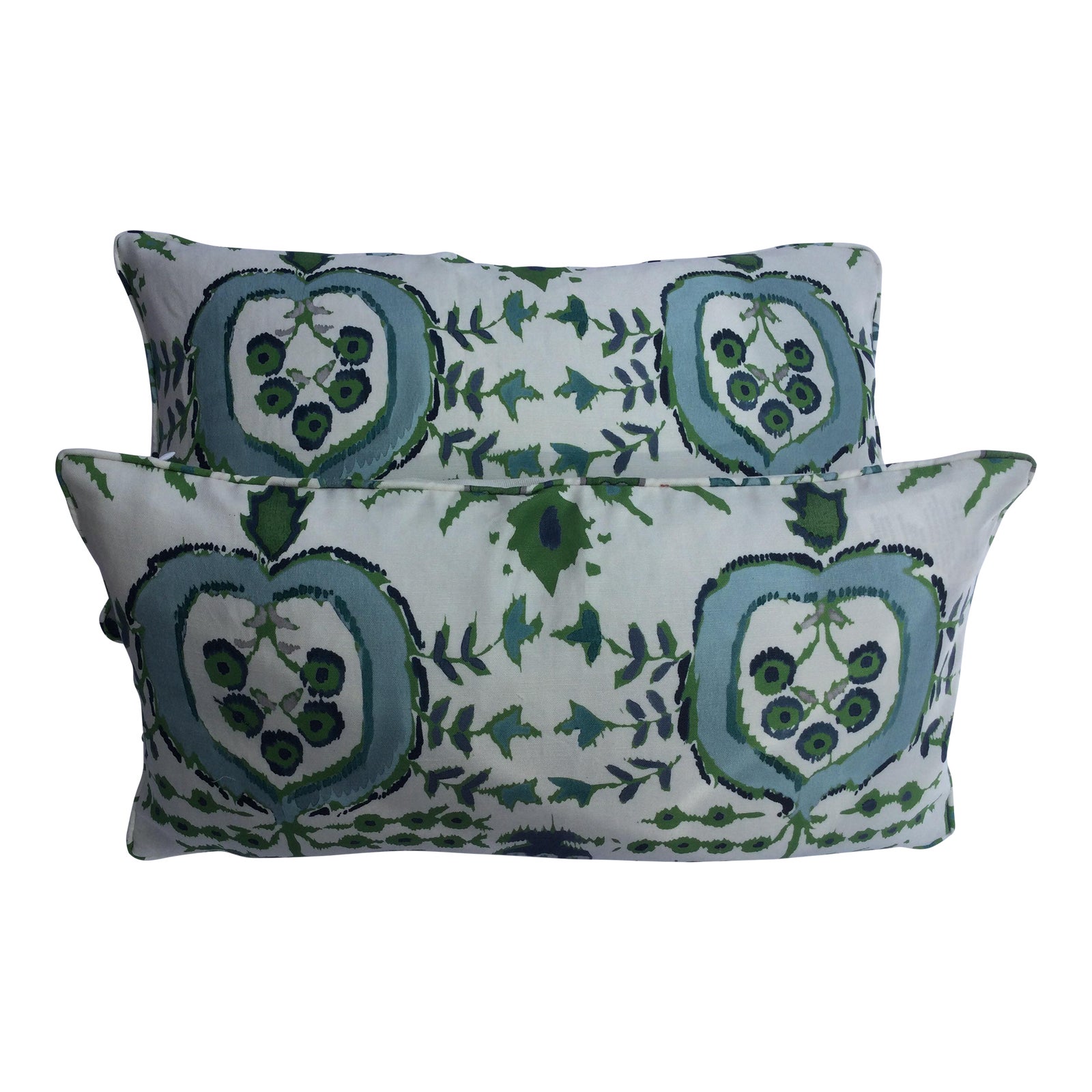 Thibaut Fabric Mendoza Abstract Light Blue and Green Pillows Set of 2