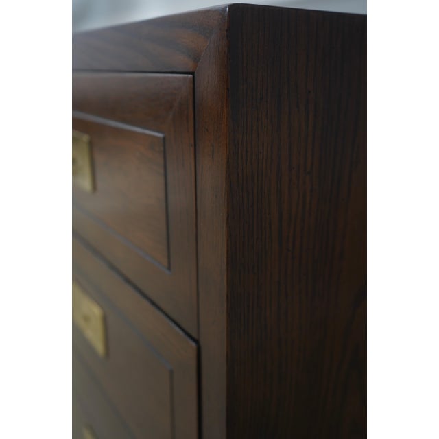 Henredon Campaign Style Oak 2 Over 2 Drawer Chest For Sale - Image 13 of 18