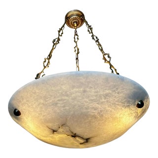 Large French Directoire Style Alabaster Chandelier Pendant Light For Sale