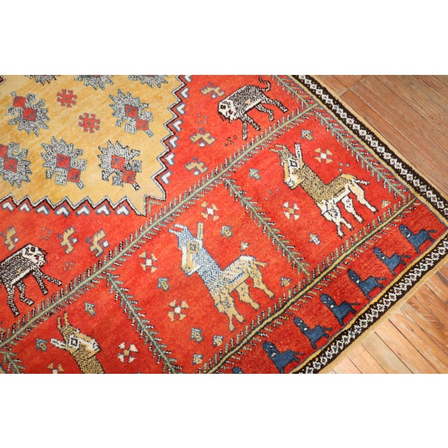 Red Vintage Zabihi Collection Horse Moroccan Rug - 5'1" x 8'1" For Sale - Image 8 of 10