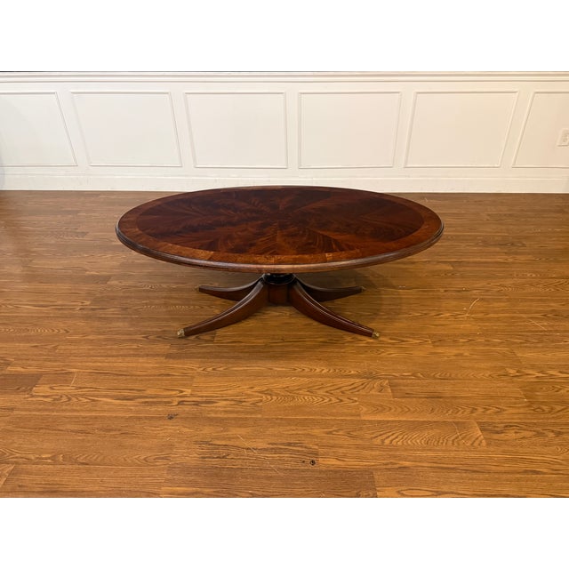 Leighton Hall Furniture Traditional Oval Mahogany Cocktail Table by Leighton Hall - Showroom Sample For Sale - Image 4 of 14