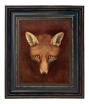 "Fox Head" Contemporary Reproduction Print on Canvas After Reinagle, Framed