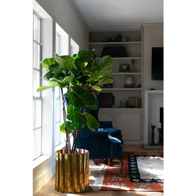 A substantial and sculptural vintage Italian brass cachepot by Egidio Casagrande, produced in Borgo Valsugana, Italy,...