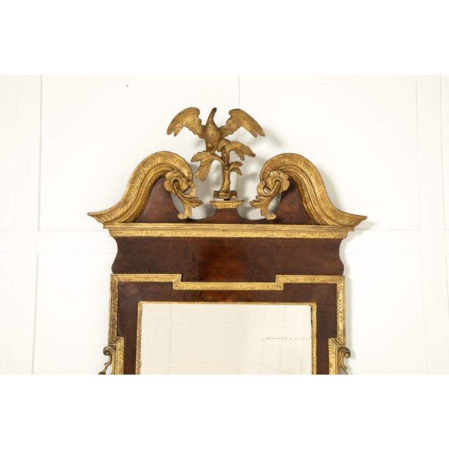 Large Antique English Walnut and Gilt Mirror, 1700s For Sale - Image 6 of 11