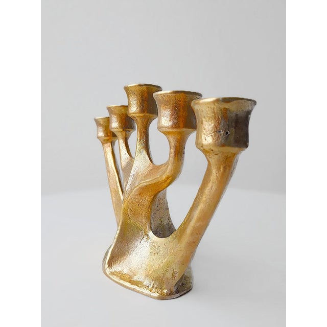 Gold Vintage Brutalist Bronze Candleholder by Gilde Handwerk Horst Dalbeck, 1960s For Sale - Image 8 of 9