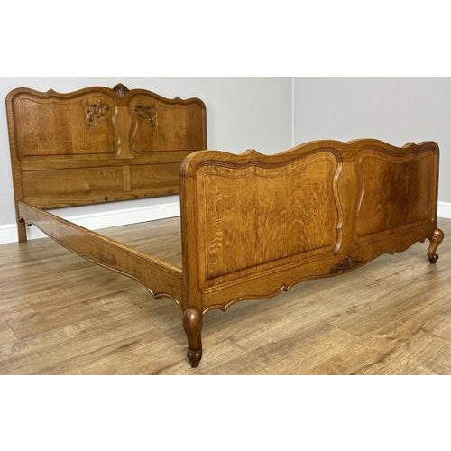 Vintage French Louis XVI Double Bed Frame in Oak For Sale - Image 3 of 13