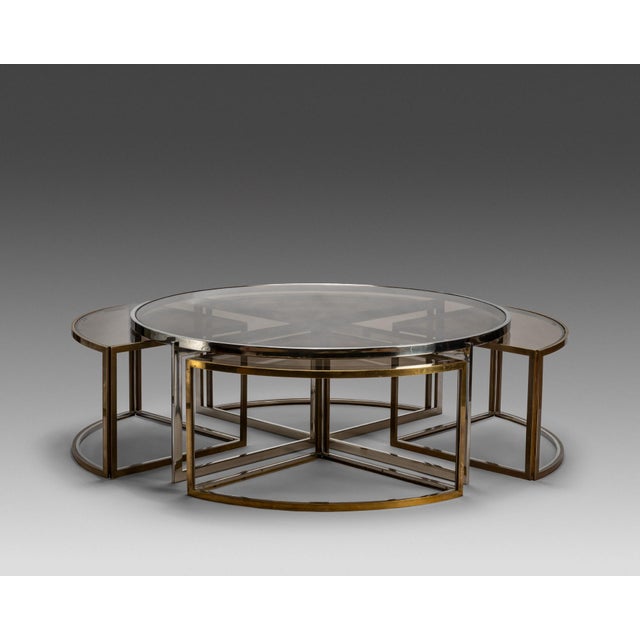 Low Circular Table in Brass and Glass by Jean Charles, France, 1970s For Sale - Image 11 of 11