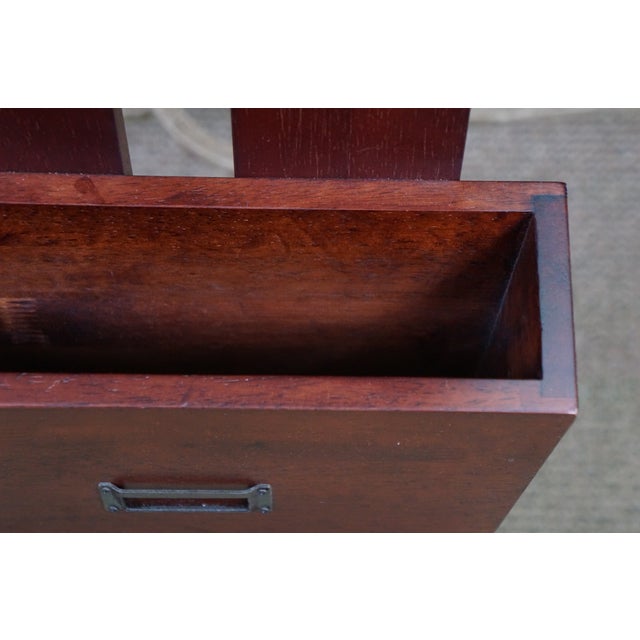 Wood Vintage Oak 4 Tier Stacking Magazine Office Document File Holder Rack 46" For Sale - Image 7 of 13