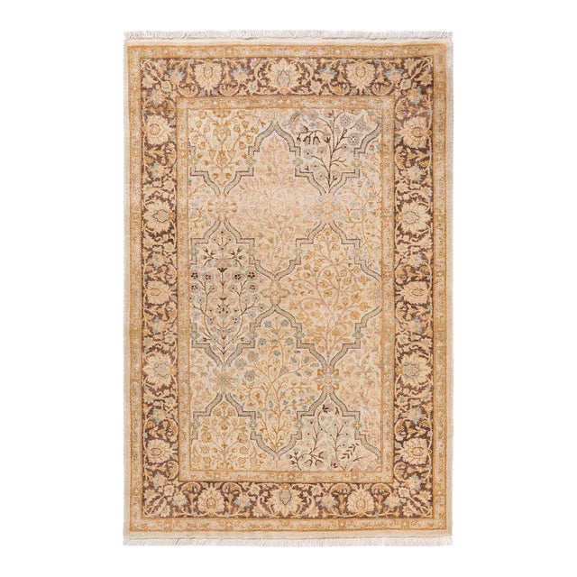 Mogul, One-of-a-Kind Hand-Knotted Area Rug - Ivory, 3' 2" x 4' 10" For Sale